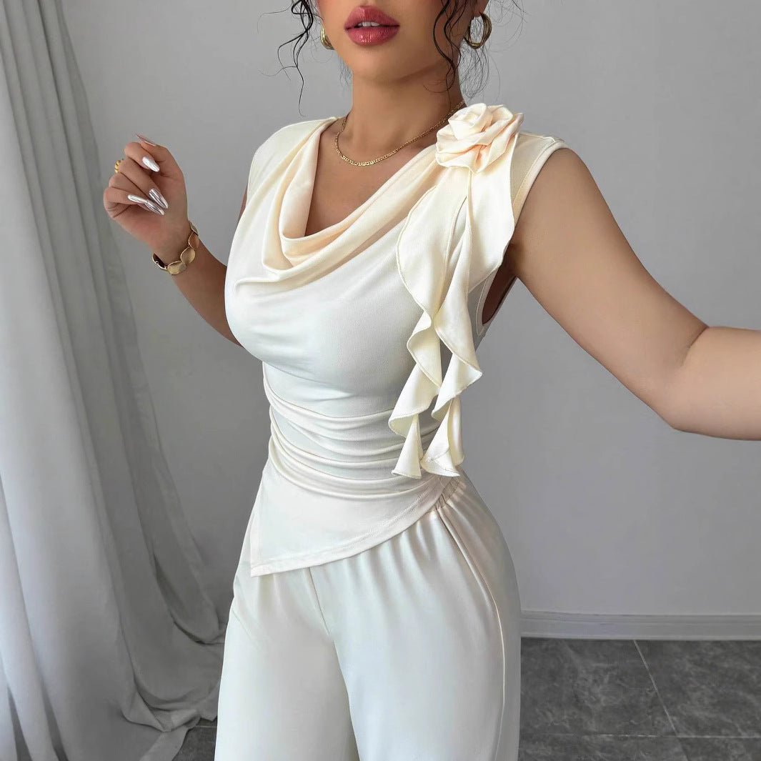 Damen Elegantes Jumpsuit mit Rüschendetails Drune