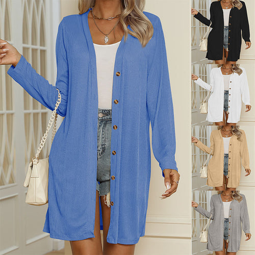 Damen Langarm-Cardigan mit Knopfdetails und strukturiertem Design Drune