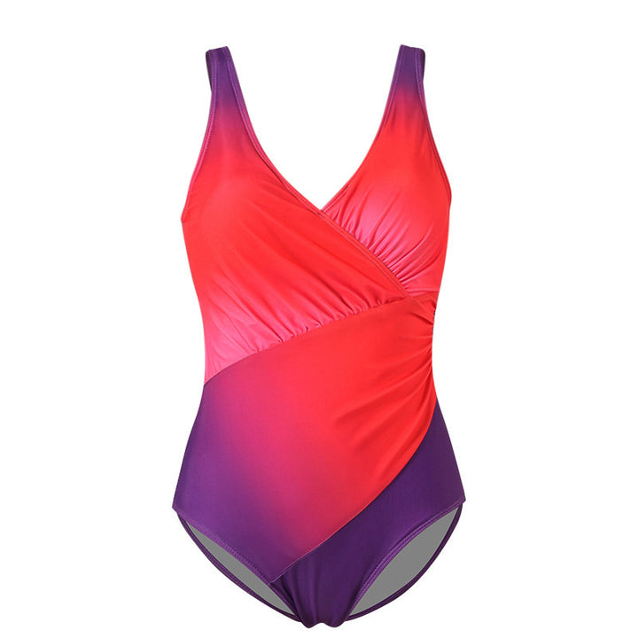 Damen Eleganter Einteiler Badeanzug mit Wickeloptik Drune