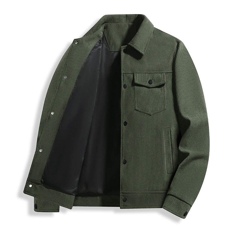 Herren Cord-Truckerjacke mit Thermofutter & Druckknopffront Drune