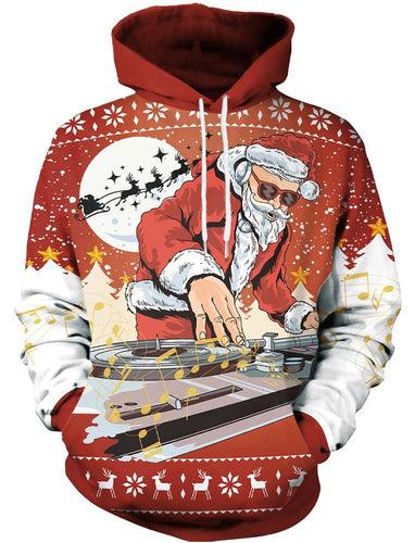 Damen Lustiger Kapuzenpullover mit weihnachtlichem DJ-Motiv Drune