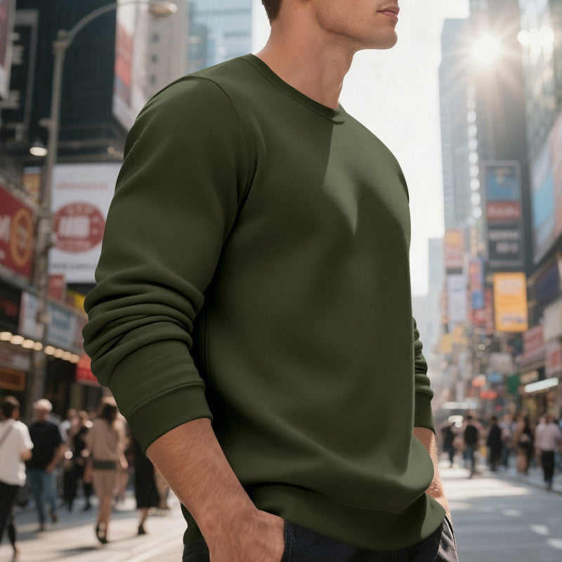 Herren lässiger Rundhals-Sweatshirt aus hochwertigem Baumwollmix mit strukturiertem Material Drune
