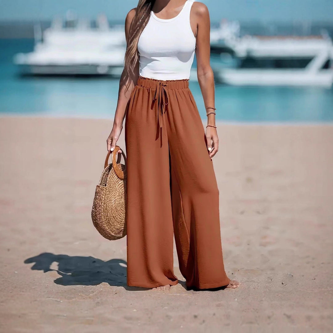 Damen weite Sommerhose mit elastischem Taillenbund Drune