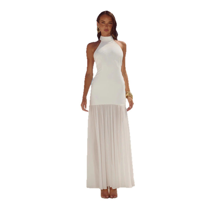 Damen Maxikleid mit hochgeschlossenem Design und fließendem Rock Drune