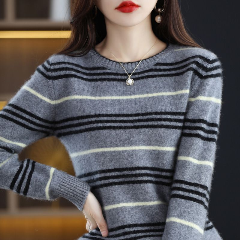 Damen moderner und gemütlicher Streifenpullover Drune