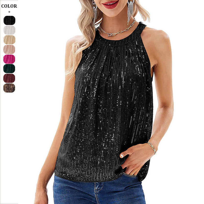 Damen Glitzerndes Oberteil mit eleganter Rüschen- und Schimmerstruktur Drune