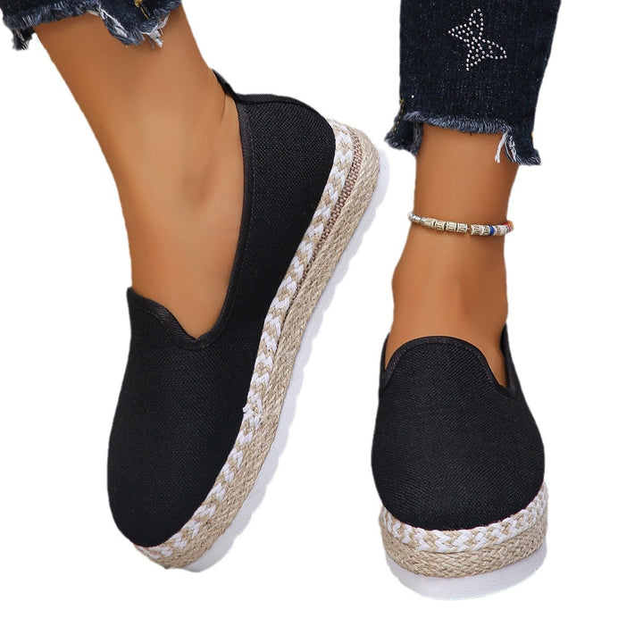 Damen lässige Slip-On Espadrilles mit hochwertiger Jute-Sohle und elastischem Einstieg Drune