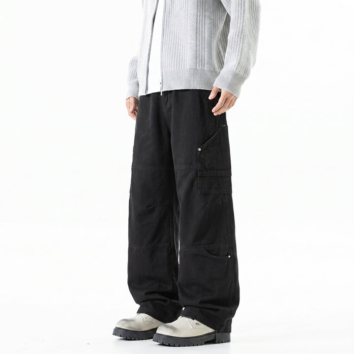 Damen Weite Utility-Cargo-Hose mit elastischem Bund, Multifunktionstaschen und Workwear-Details Drune