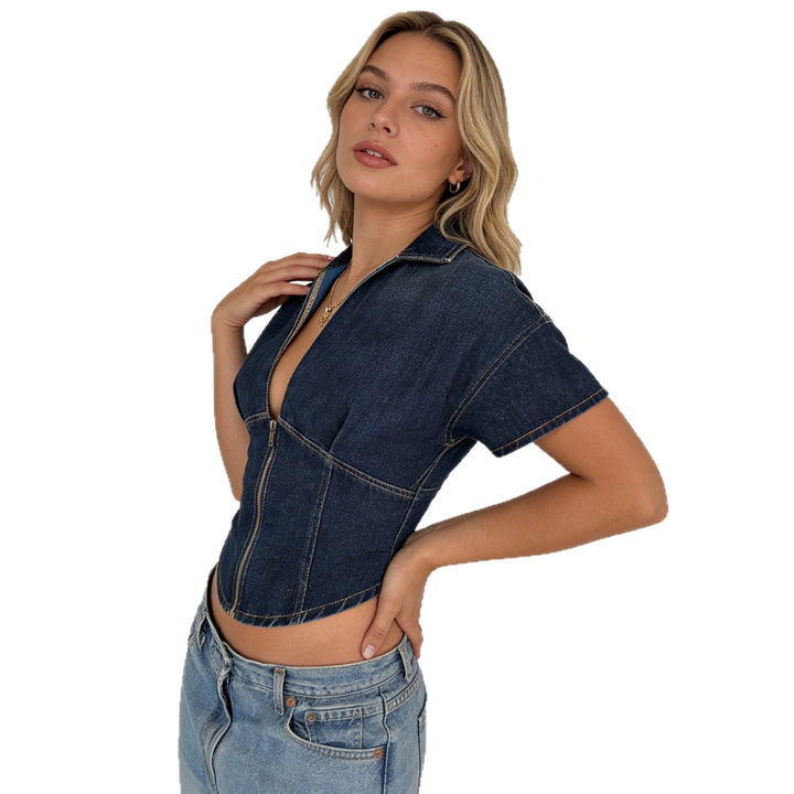 Damen Jeansblusenjacke mit stylischem Zipper und modischem Schnitt Drune