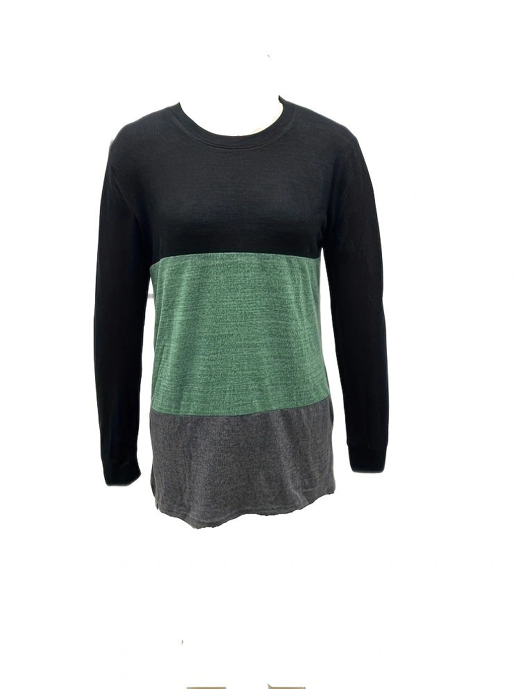Damen Lässiges Langarmshirt mit Farbblockdesign und weichem Material Drune