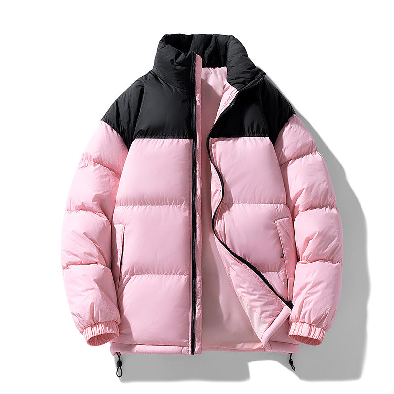 Herren gesteppte Thermo-Daunenimitat-Jacke mit hohem Stehkragen und Kordelzug Drune