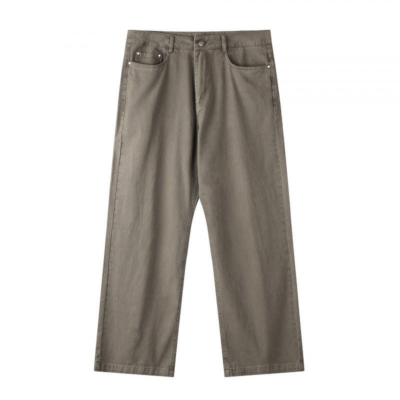 Herren Weite gerade geschnittene Denim-Jeans mit hoher Leibhöhe und Five-Pocket-Design Drune