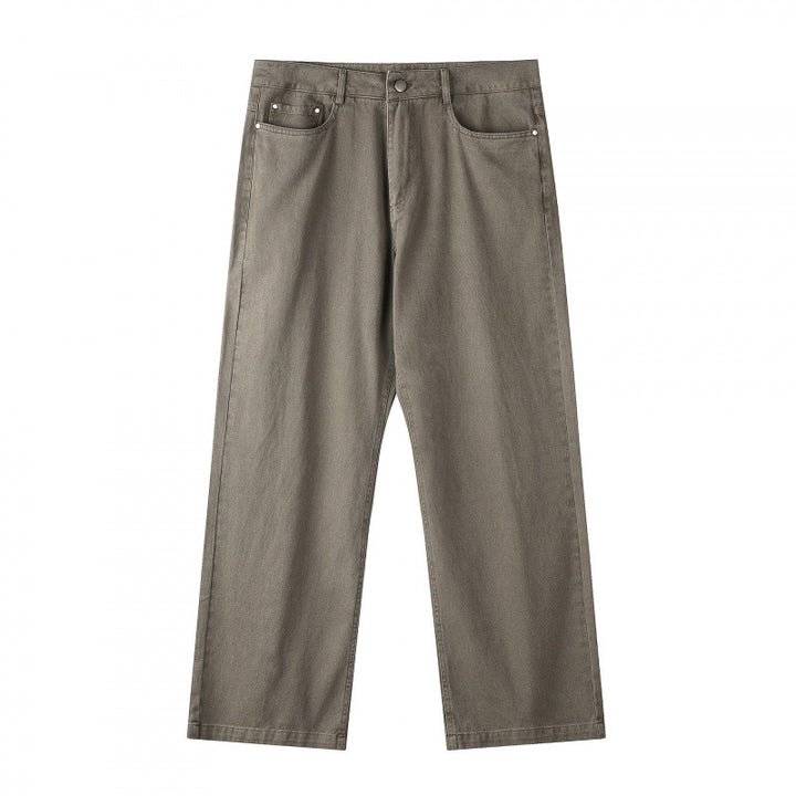 Herren Weite gerade geschnittene Denim-Jeans mit hoher Leibhöhe und Five-Pocket-Design Drune