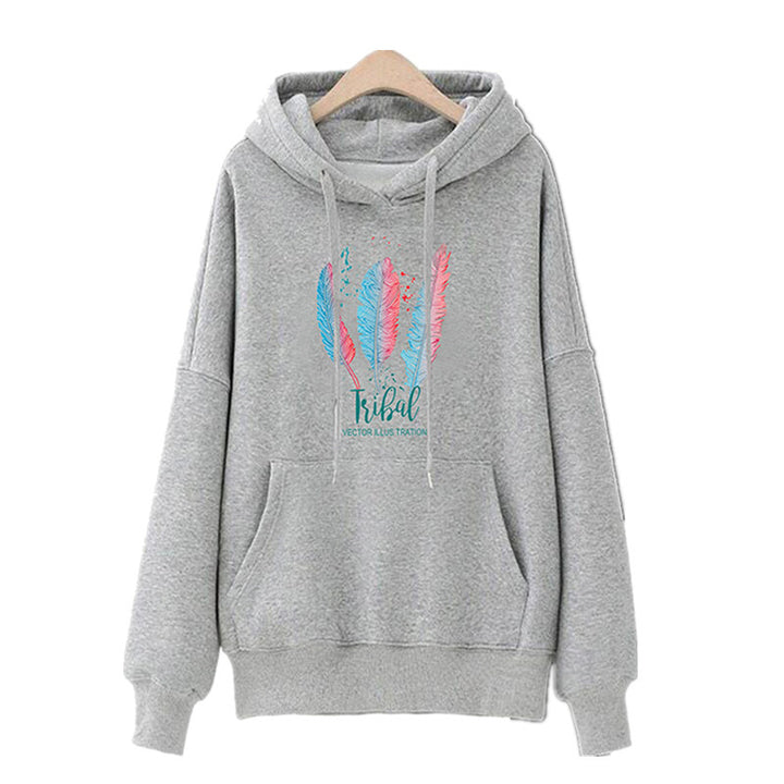 Damen Kuscheliger Kapuzenpullover mit tribalartigem Druck Drune