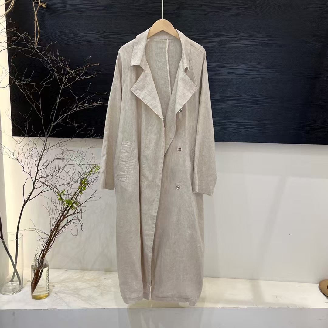 Damen Leinen Trenchcoat Drune
