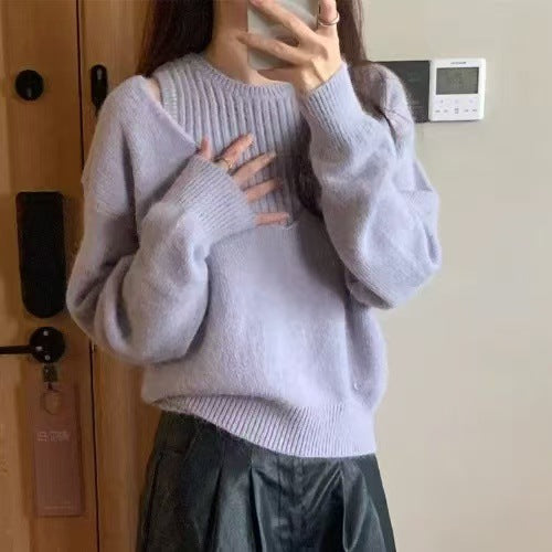 Damen lässiger V-Ausschnitt Pullover mit strukturiertem Design Drune