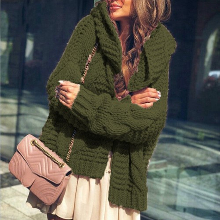 Damen Grober Strickcardigan mit asymmetrischem Schnitt und oversized Ärmeln Drune