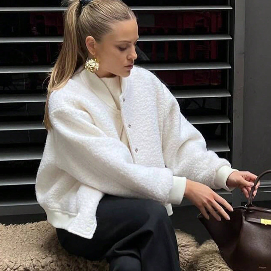 Damen kuschelige Fleece-Jacke im lässigen Stil mit praktischen Taschen Drune