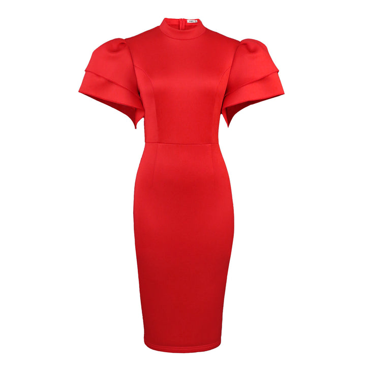 Damen figurbetontes Kleid mit voluminösen Rüschenärmeln Drune 1778623062