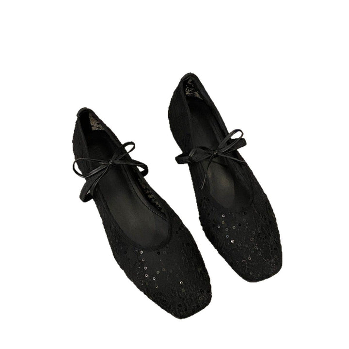 Damen Ballerinas mit zartem Spitzen-Design und eleganter Schleifenverzierung Drune