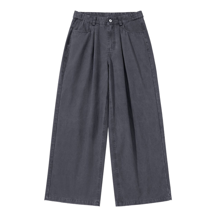 Damen Hochtaillierte Canvas-Culotte mit Vorderfalten und geradem Bein Drune