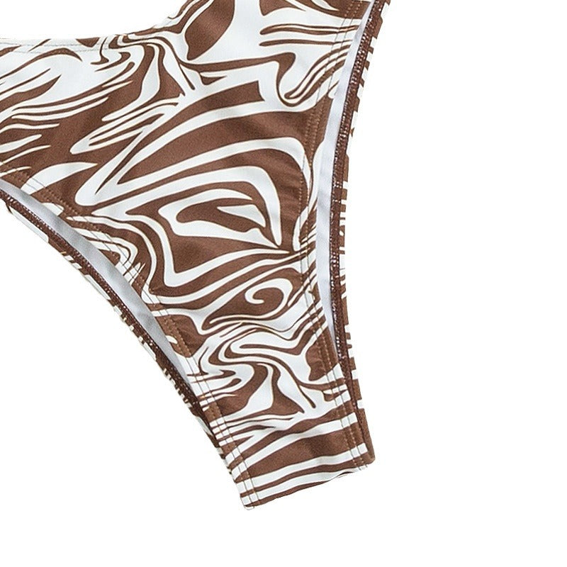 Damen Triangel-Bikini mit stylischem Zebradesign und verstellbarem Bindesystem Drune
