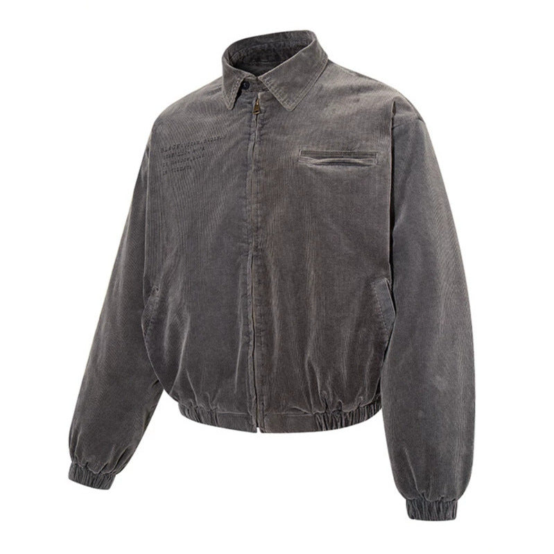 Herren Cord-Blousonjacke mit Reißverschluss, elastischem Saum und Brustpaspel Drune