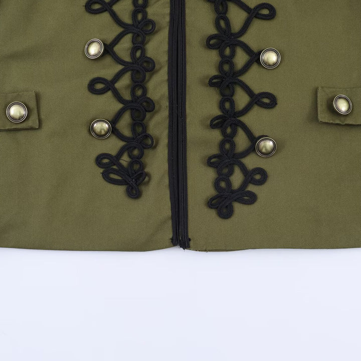Damen Militärisch inspirierte Kurzjacke mit dekorativer Kordauflage und Stehkragen Drune