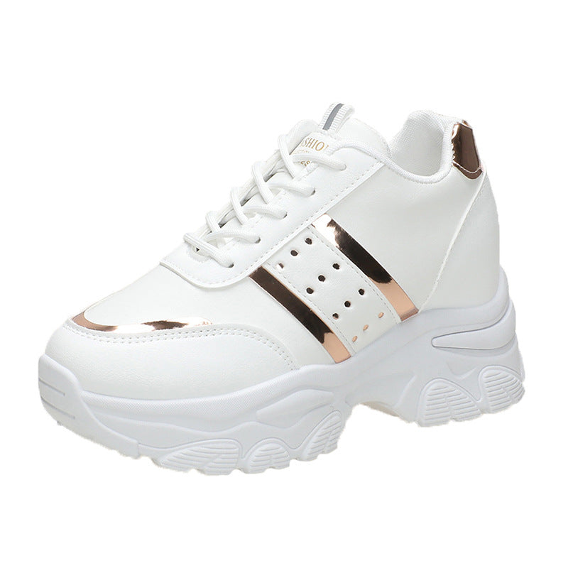 Damen Modische Plateau-Sneaker mit Chunky-Sohle und Metallic-Applikationen Drune