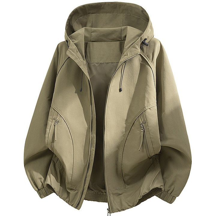 Herren Kapuzen-Utility-Softshelljacke mit Oversize-Schnitt, Reißverschlusstaschen und elastischem Saum Drune