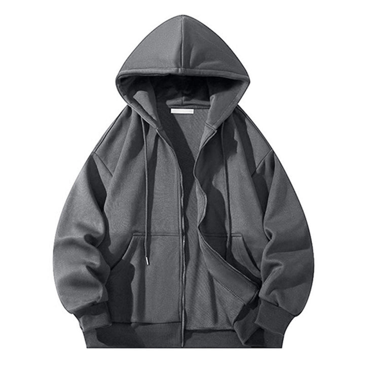 Herren Oversize Reißverschluss‑Kapuzenjacke aus schwerer Sweatqualität mit Kängurutaschen Drune