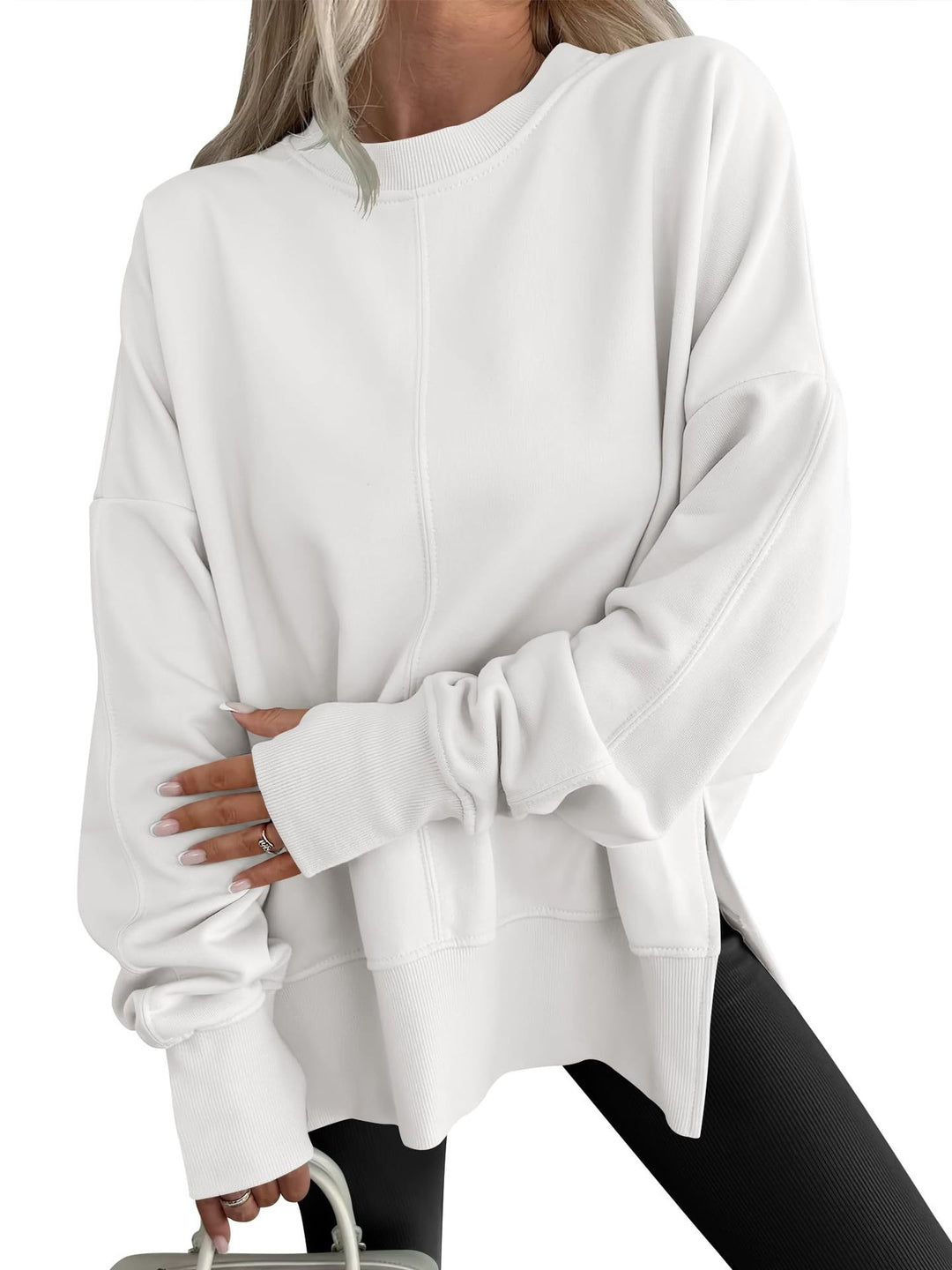 Damen Oversize-Sweatshirt mit Mittelnähte, Rundhals und überschnittener Schulter Drune