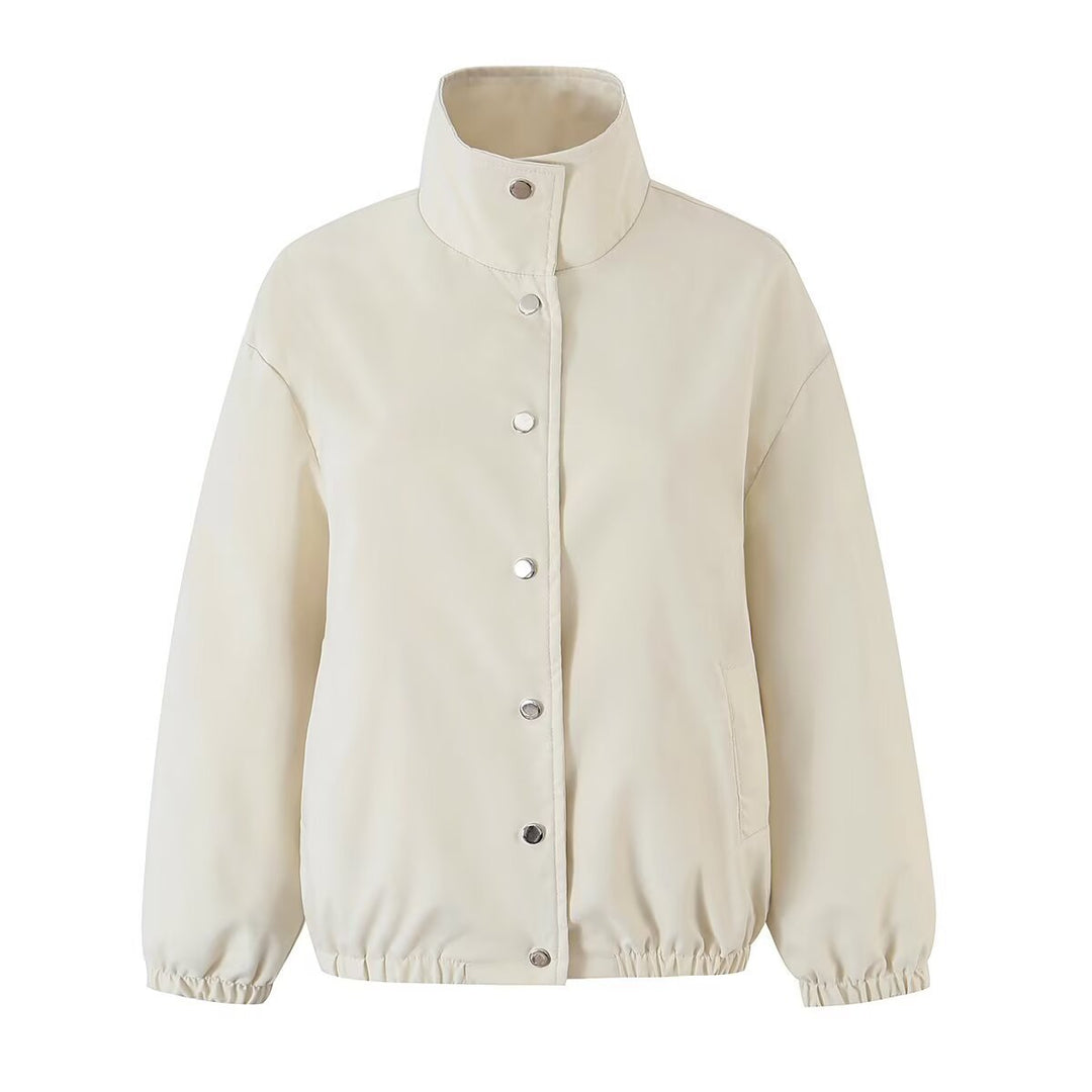 Damen Zweiteiliges Set aus kurzem Blouson mit Stehkragen und hoher Taillen-Bleistiftrock Drune