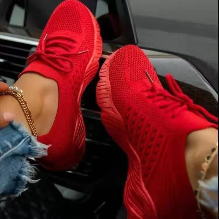 Damen Atmungsaktive Strick-Sneaker mit elastischem Schaft und rutschfester Profilsohle Drune