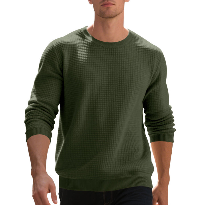 Herren nan strukturierter Strickpullover mit Waffelstruktur und Rundhalsausschnitt Drune