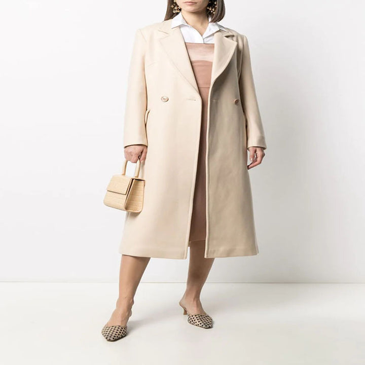 Damen Midilanger Tailoring-Mantel aus Wollmix mit schmalem Revers und kaschierendem Fall Drune