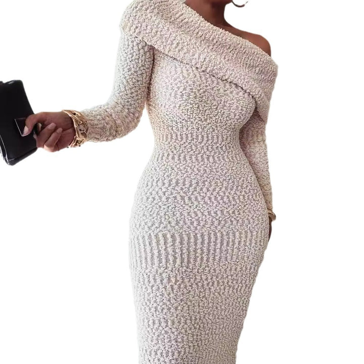 Damen Strickkleid im modernen Off-Shoulder Design mit figurbetontem Schnitt Drune