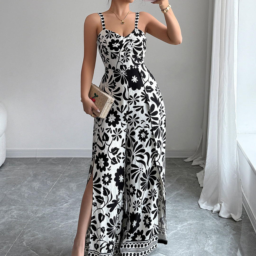 Damen Maxikleid mit tiefem Schlitz und floralem Muster Drune