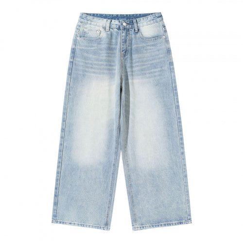Damen Hoher Bund weit geschnittene gerade Jeans aus Vintage-Denim Drune