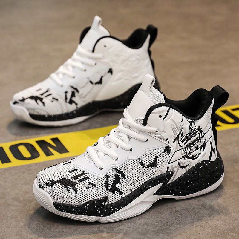 Herren High-Top Basketball-Sneaker mit gestricktem Mesh-Obermaterial, stabiler Fersenkappe und griffiger Profillaufsohle Drune