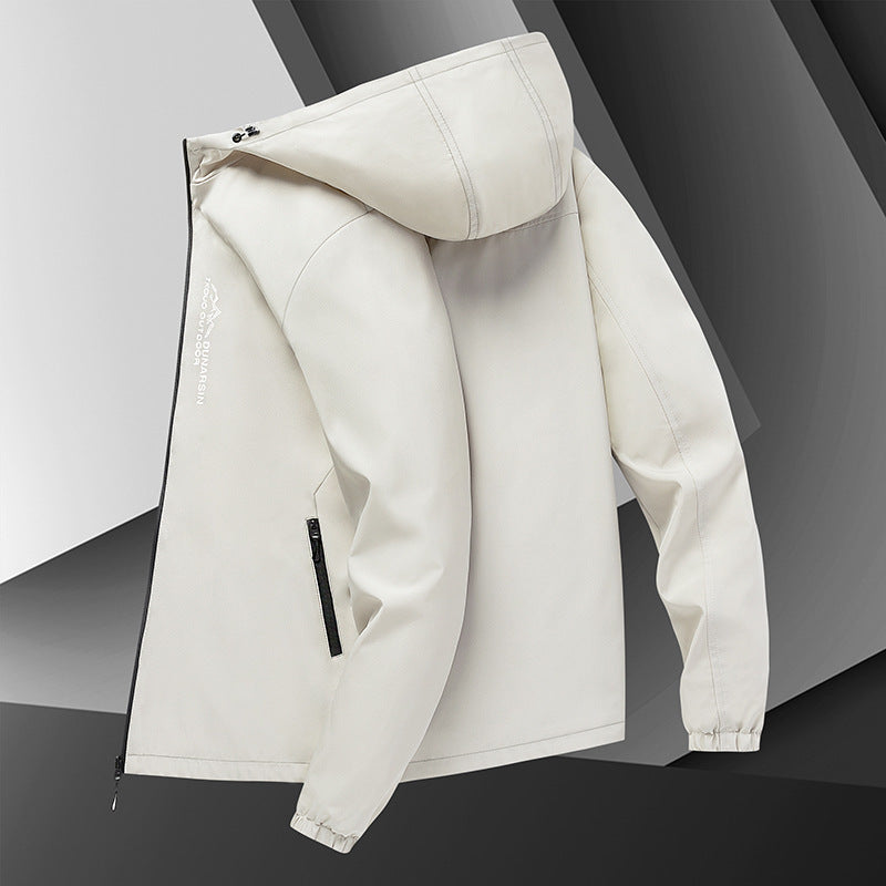 Herren winddichte Softshelljacke mit verstellbarer Kapuze, wasserabweisender Membran und sicheren Reißverschlusstaschen Drune
