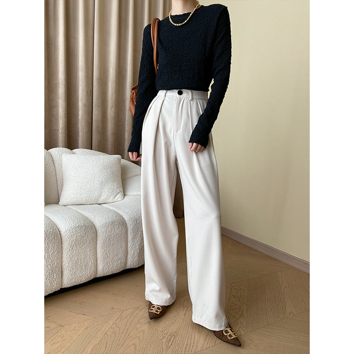 Damen Eleganter Strickpullover mit strukturiertem Design und hohen Bündchen Drune
