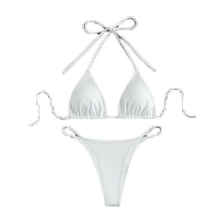 Damen Triangel-Bikini mit anpassbaren Bindebändern und modischem Ripp-Design Drune