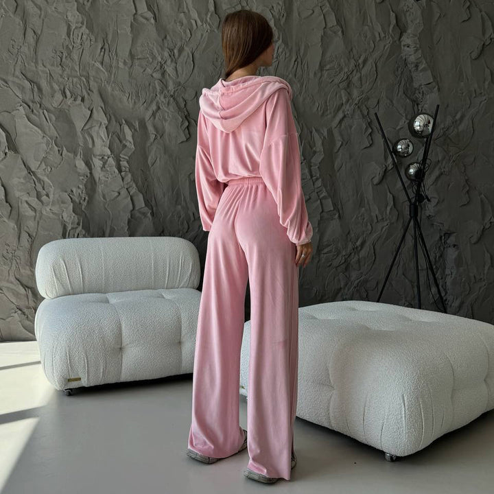 Damen Sportliches Lounge-Set mit komfortablem Hoodie und weitem Hosenstil Drune