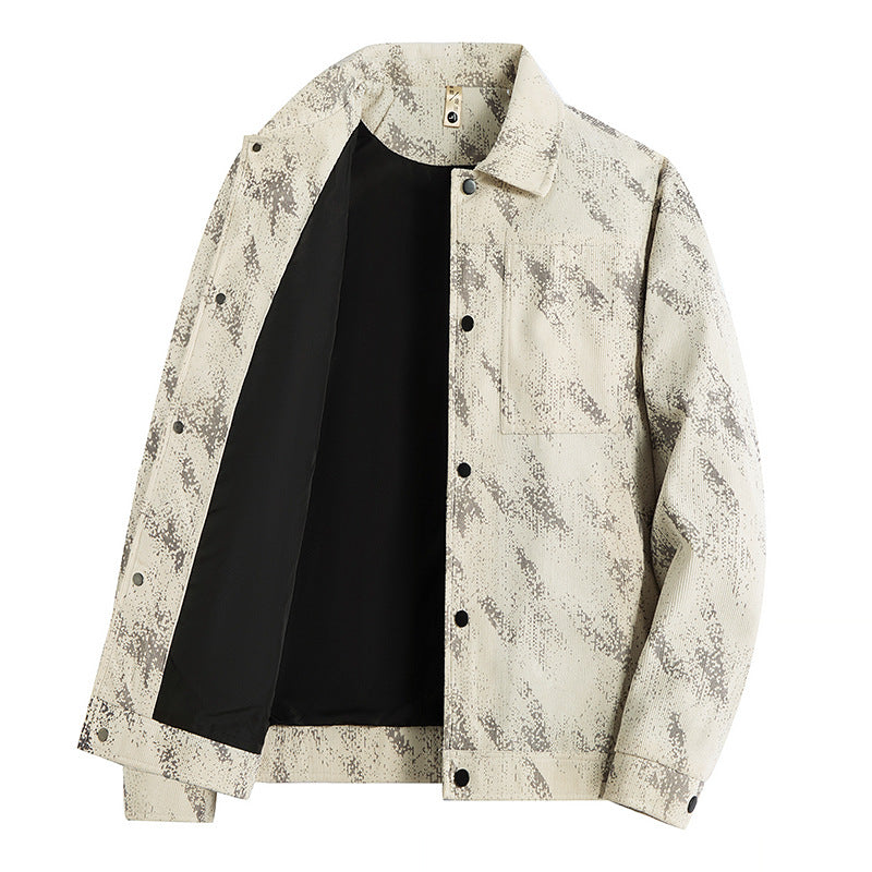 Herren Leichte Overshirt-Jacke mit dezenter Reptilprägung und Druckknopfverschluss Drune