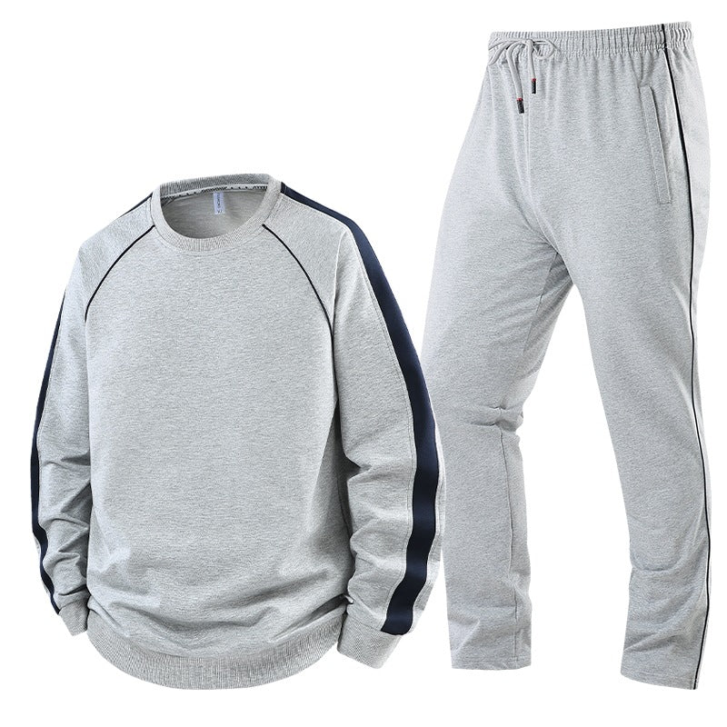 Herren Sportliches Trainingsanzug-Set aus French-Terry mit seitlichen Kontraststreifen, Rundhalsausschnitt & tapered Jogginghose Drune