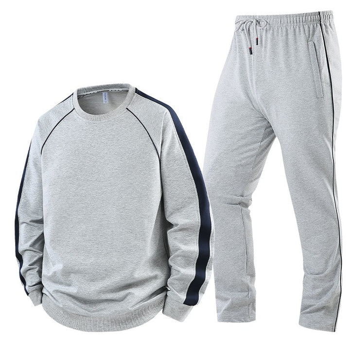 Herren Sportliches Trainingsanzug-Set aus French-Terry mit seitlichen Kontraststreifen, Rundhalsausschnitt & tapered Jogginghose Drune