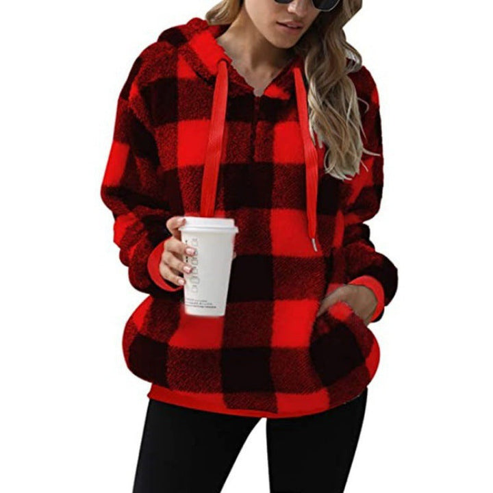 Drune | Frauen Kontrollierte Hohe Kragen Hoodie Gemütlicher Stil