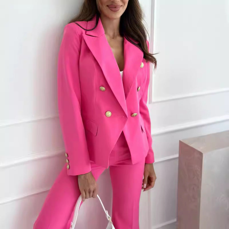 Damen Eleganter Blazer mit doppelter Knopfreihe und strukturiertem Design Drune