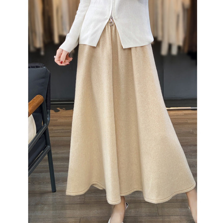 Damen Midirock aus gestricktem Wollmix mit ausgestellter A‑Linie Drune